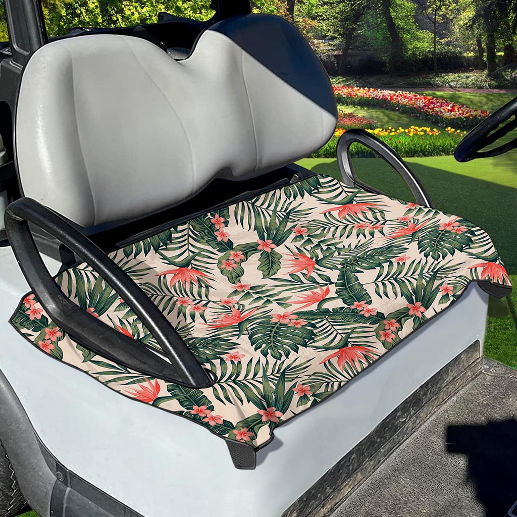 Blossom Tropical Leaves Pattern Print Golf Cart Seat Cover