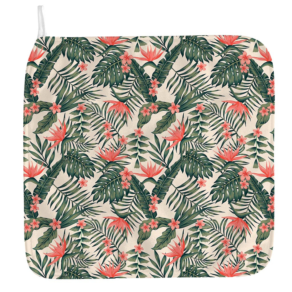 Blossom Tropical Leaves Pattern Print Hand Towel