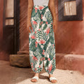 Blossom Tropical Leaves Pattern Print Harem Pants