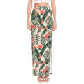Blossom Tropical Leaves Pattern Print High Slit Maxi Skirt