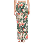 Blossom Tropical Leaves Pattern Print High Slit Maxi Skirt