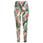 Blossom Tropical Leaves Pattern Print High-Waisted Pocket Leggings