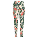Blossom Tropical Leaves Pattern Print High-Waisted Pocket Leggings