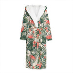 Blossom Tropical Leaves Pattern Print Hooded Bathrobe
