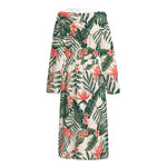 Blossom Tropical Leaves Pattern Print Hooded Bathrobe