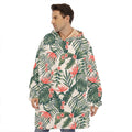 Blossom Tropical Leaves Pattern Print Hoodie Blanket