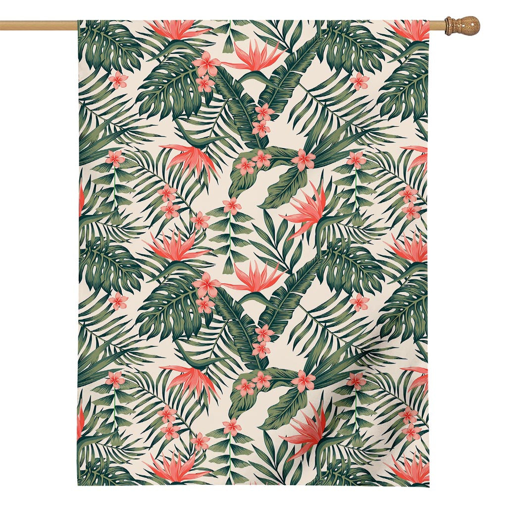 Blossom Tropical Leaves Pattern Print House Flag
