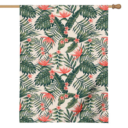 Blossom Tropical Leaves Pattern Print House Flag