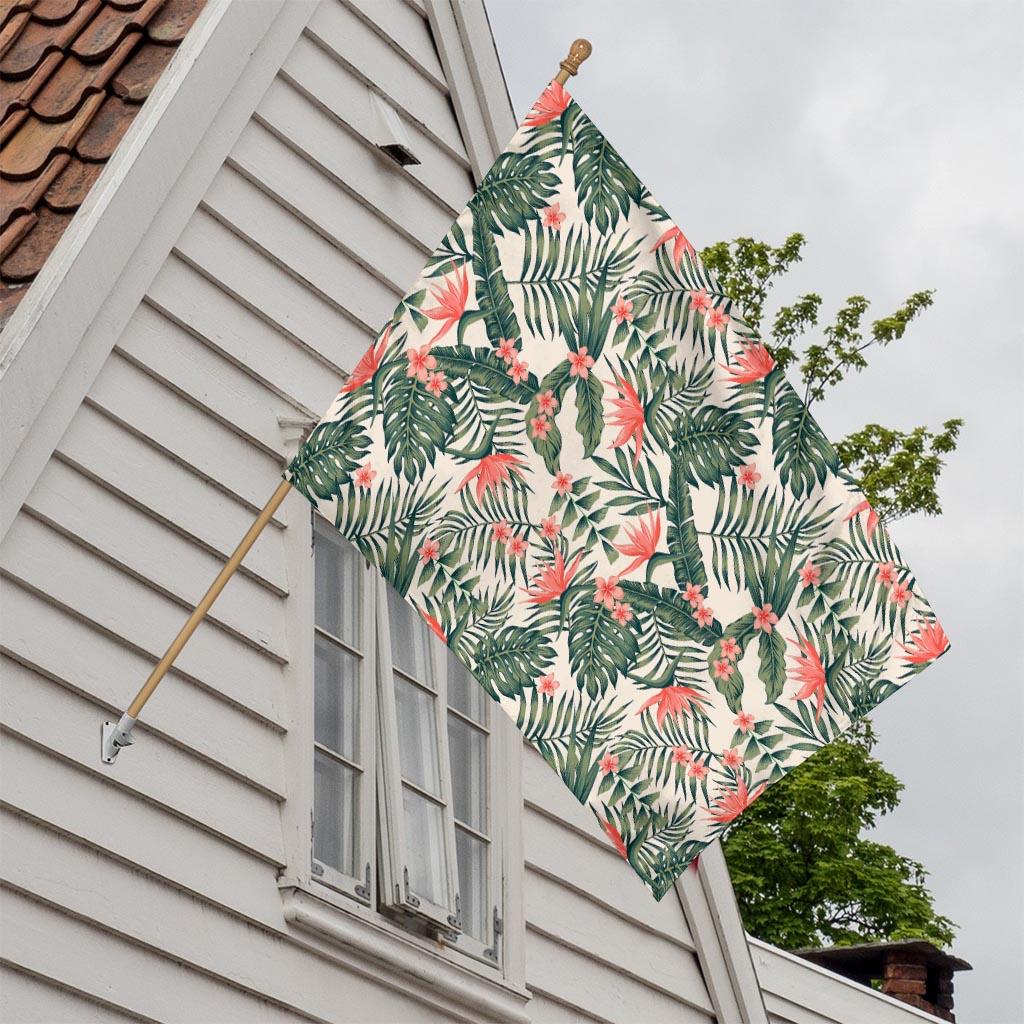 Blossom Tropical Leaves Pattern Print House Flag