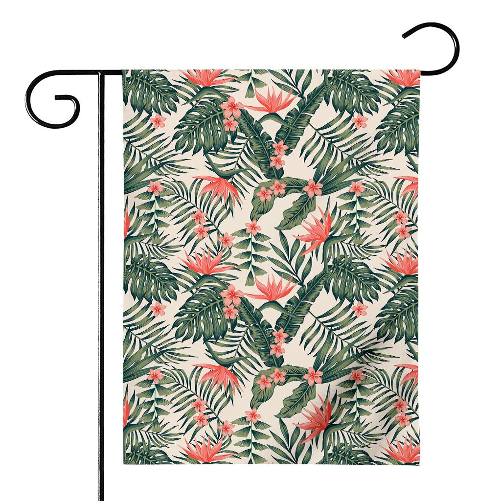 Blossom Tropical Leaves Pattern Print House Flag