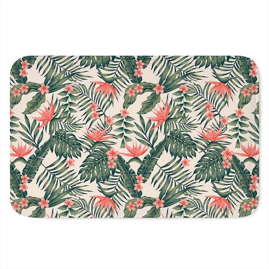 Blossom Tropical Leaves Pattern Print Indoor Door Mat