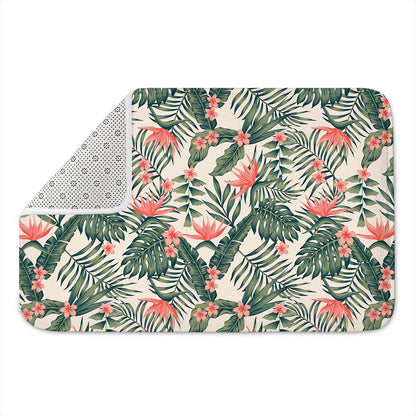 Blossom Tropical Leaves Pattern Print Indoor Door Mat