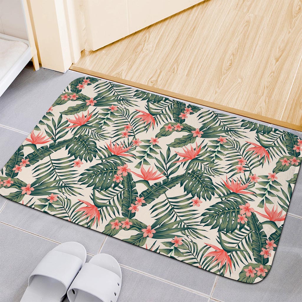 Blossom Tropical Leaves Pattern Print Indoor Door Mat