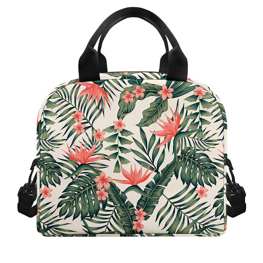 Blossom Tropical Leaves Pattern Print Insulated Lunch Bag