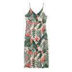 Blossom Tropical Leaves Pattern Print Jersey Midi Cami Dress