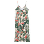 Blossom Tropical Leaves Pattern Print Jersey Midi Cami Dress