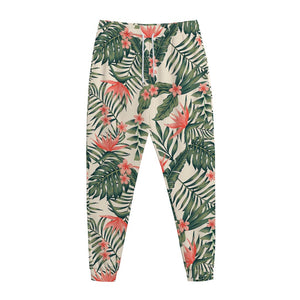 Blossom Tropical Leaves Pattern Print Jogger Pants