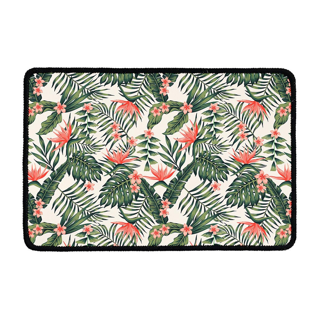 Blossom Tropical Leaves Pattern Print Kitchen Mat
