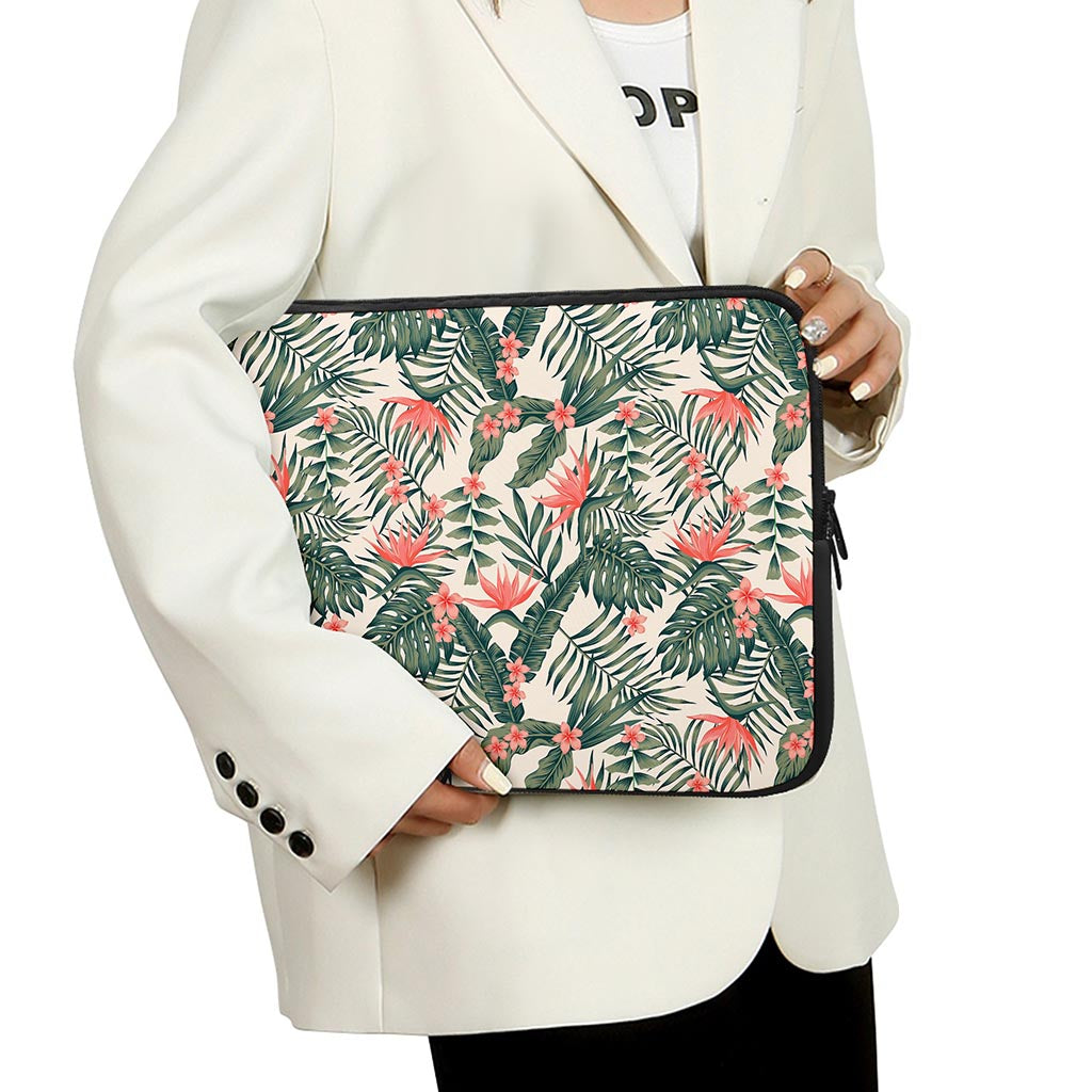Blossom Tropical Leaves Pattern Print Laptop Sleeve