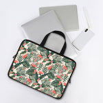 Blossom Tropical Leaves Pattern Print Laptop Sleeve With Handle
