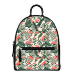 Blossom Tropical Leaves Pattern Print Leather Backpack