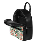 Blossom Tropical Leaves Pattern Print Leather Backpack