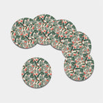 Blossom Tropical Leaves Pattern Print Leather Coaster Set