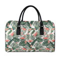 Blossom Tropical Leaves Pattern Print Leather Duffel Bag