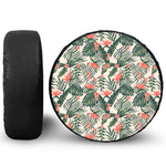 Blossom Tropical Leaves Pattern Print Leather Spare Tire Cover