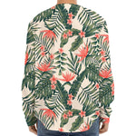 Blossom Tropical Leaves Pattern Print Long Sleeve Baseball Jersey