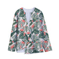 Blossom Tropical Leaves Pattern Print Long Sleeve Short Coat