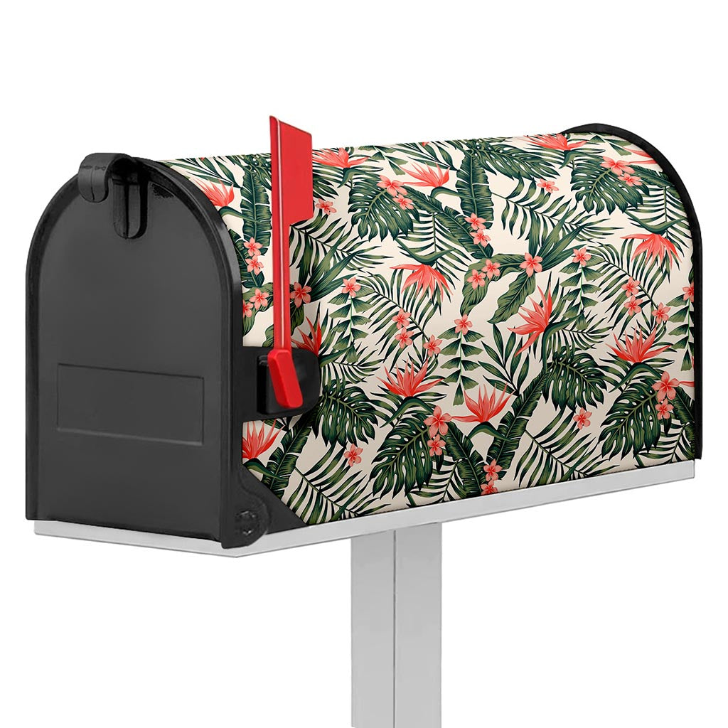Blossom Tropical Leaves Pattern Print Mailbox Cover