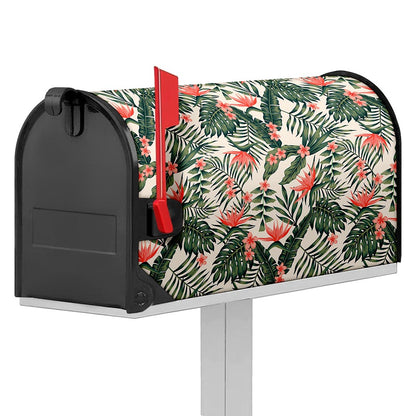 Blossom Tropical Leaves Pattern Print Mailbox Cover