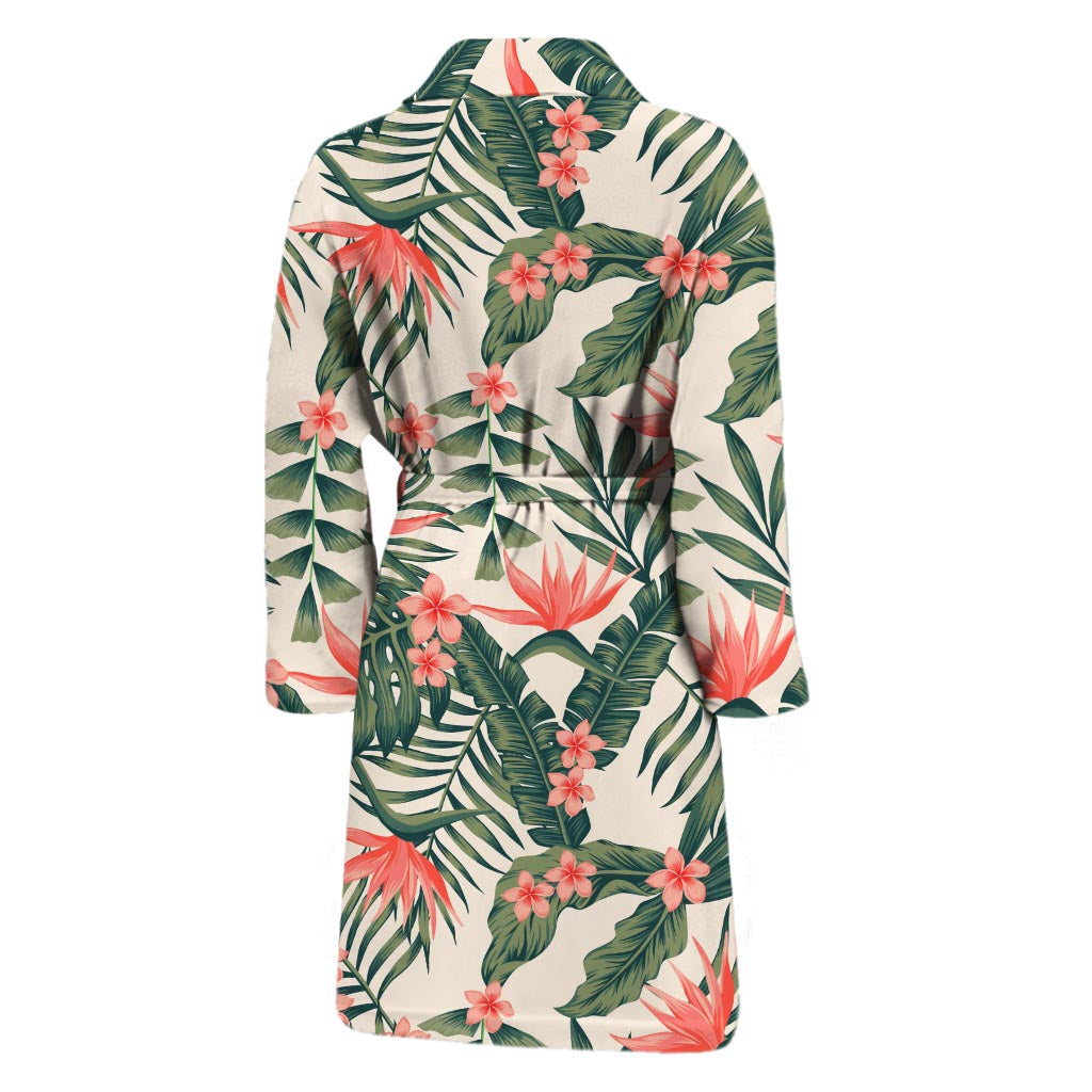 Blossom Tropical Leaves Pattern Print Men's Bathrobe