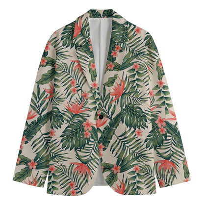 Blossom Tropical Leaves Pattern Print Men's Blazer