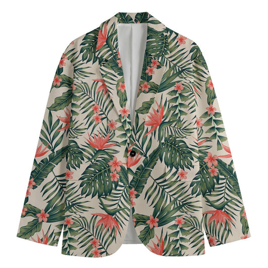 Blossom Tropical Leaves Pattern Print Men's Blazer