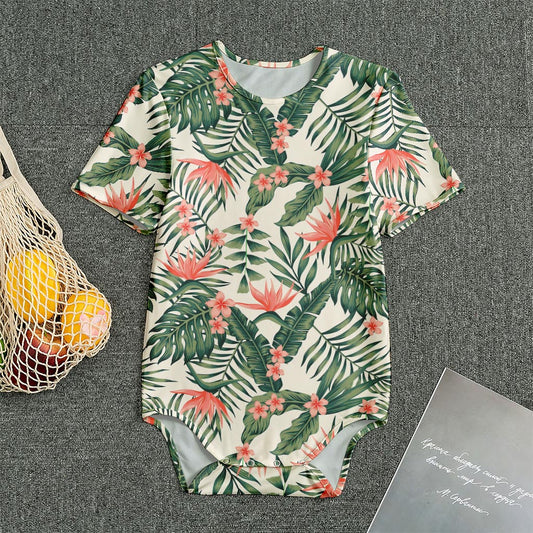 Blossom Tropical Leaves Pattern Print Men's Bodysuit