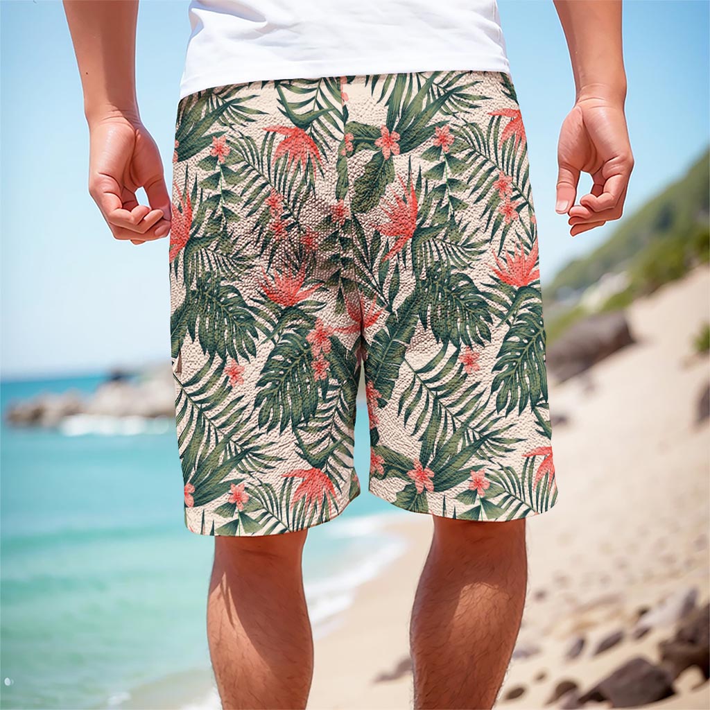Blossom Tropical Leaves Pattern Print Men's Cargo Shorts