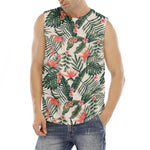 Blossom Tropical Leaves Pattern Print Men's Fitness Tank Top
