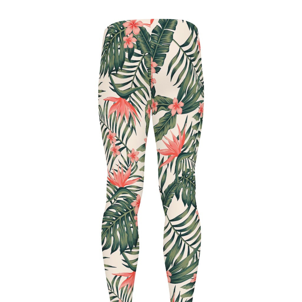 Blossom Tropical Leaves Pattern Print Men's leggings