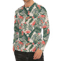 Blossom Tropical Leaves Pattern Print Men's Long Sleeve Rash Guard