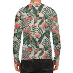 Blossom Tropical Leaves Pattern Print Men's Long Sleeve Rash Guard
