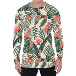 Blossom Tropical Leaves Pattern Print Men's Long Sleeve T-Shirt