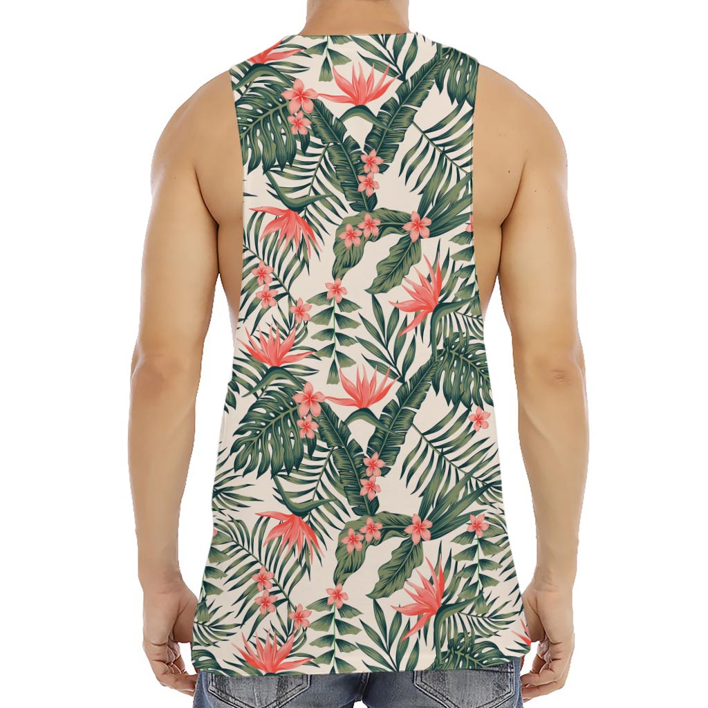 Blossom Tropical Leaves Pattern Print Men's Muscle Tank Top