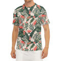 Blossom Tropical Leaves Pattern Print Men's Short Sleeve Rash Guard