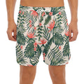 Blossom Tropical Leaves Pattern Print Men's Split Running Shorts