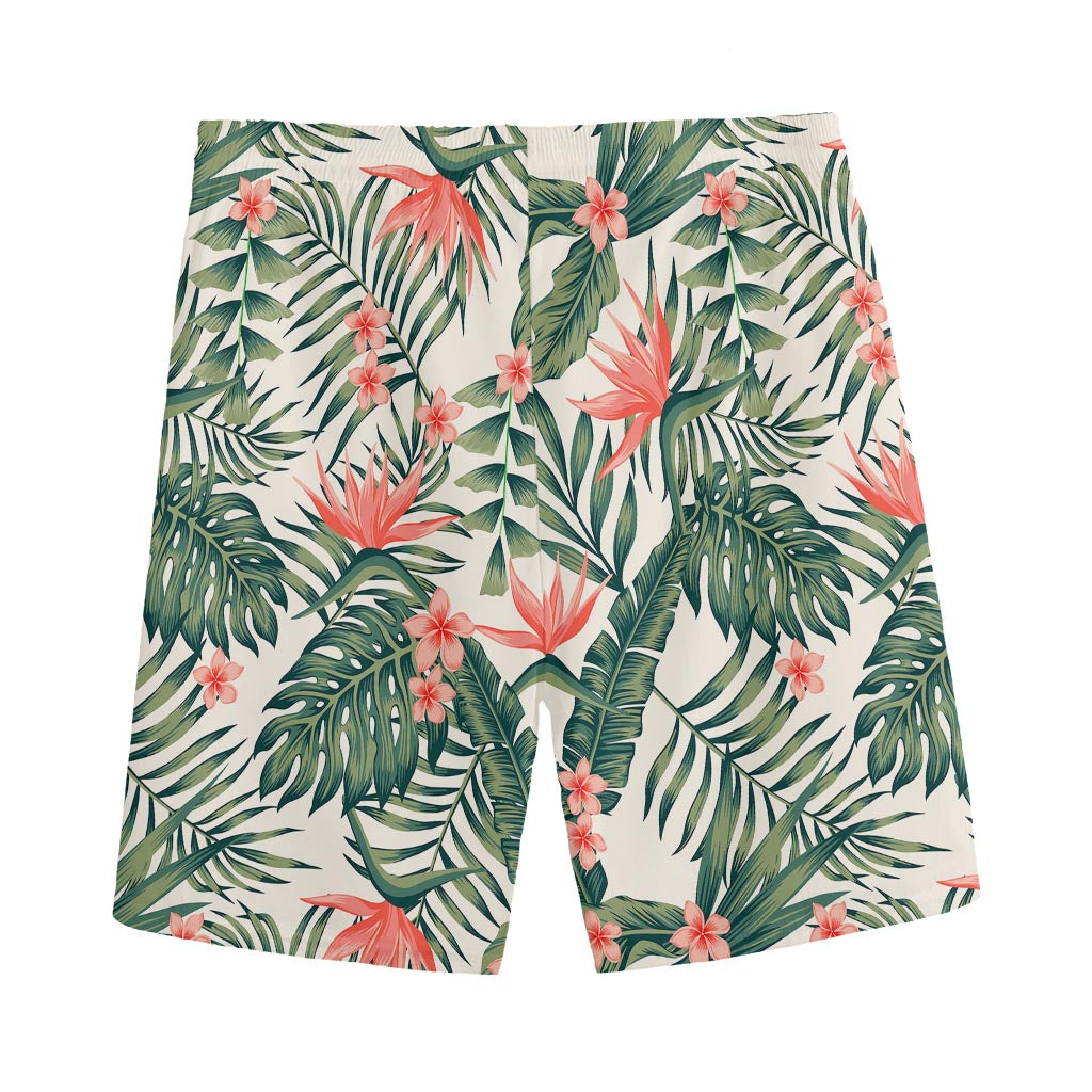 Blossom Tropical Leaves Pattern Print Men's Sports Shorts