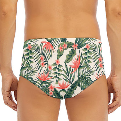 Blossom Tropical Leaves Pattern Print Men's Triangle Swim Briefs