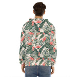 Blossom Tropical Leaves Pattern Print Men's Velvet Pullover Hoodie