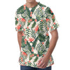 Blossom Tropical Leaves Pattern Print Men's Velvet T-Shirt